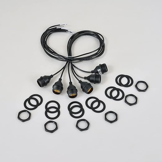 Light Socket with Cord Outdoor Light Socket Wire with E26/E27 Socket Light Bulb Socket with Cord Temporary Construction Lighting Waterproof Socket (6 Pack) 3Foot 20Awg MA6009