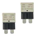 25A DC 12V-14V Auto Reset Circuit Breaker ATC/ATO Low Profile T1 Mini Blade Fuses Breakers for Car Trucks Marine Boat RV Solar and More,2 Pack