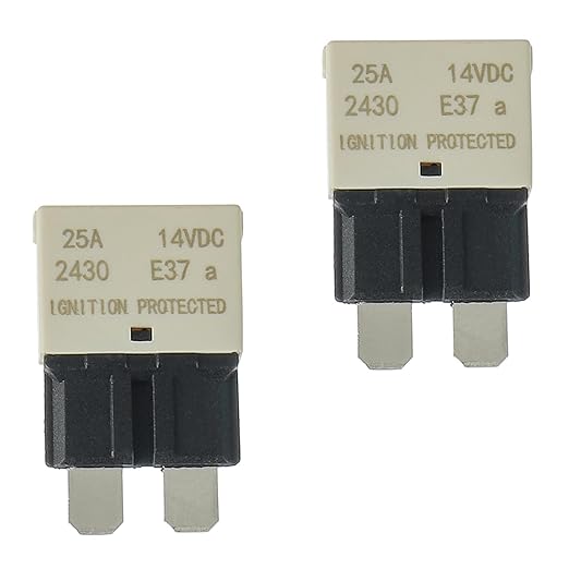 25A DC 12V-14V Auto Reset Circuit Breaker ATC/ATO Low Profile T1 Mini Blade Fuses Breakers for Car Trucks Marine Boat RV Solar and More,2 Pack