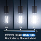 VOLIVO 6 Pack A19 Vintage LED Edison Bulbs, Dimmable, 60W Equivalent, High Brightness 5000K Daylight, Ultra-Bright, 8W E26 Standard Base, CRI80+, 800Lumens, Clear Glass Filament Bulb for Home