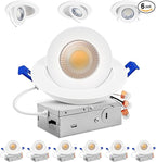 Adetu 4 inch 5CCT Gimbal Led Recessed Lights, 360°+90° Adjustable Directional Recessed Lighting, 2700K/3000K/3500K/4000K/5000K Dimmable Retrofit Eyeball Can Lights with Jbox, ETL(White, 6 Pack)