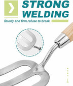 Garden Fork Hand Tool Small Weeding Fork 12 Inch with 3 Pointed Tines Wood Handle for Gardening Weeding Cultivating Digging Planting Transplanting Aerating Loosening Hard Soil Mixing Additives