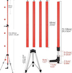 MOETER 12 Ft./3.7M Telescoping Laser Level Pole, Adjustable Laser Pole with Tripod, 1/4"-20 and 5/8"-11 Threaded Adapter of Rotary and Line Lasers