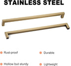 10 Pack 12.6 Inch (Center to Center 320mm) Cabinet Handles Modern Square Champagne Cabinet Pulls for Wardrobe Door Stainless Steel Kitchen Cabinet Handles Hardware