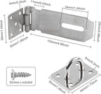 HOWDIA 180 Degree Hasp Lock Latch with Padlock, 4 Inch Stainless Steel Pad Lock Latches Locking Latch Security Door Clasp Hasp for Shed/Gate/Storage（Silver）