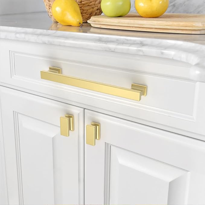 Asidrama 10 Pack 6.3 Inch(160mm) Brushed Gold Kitchen Cabinet Handles, Cabinet Pulls Kitchen Cabinet Hardware for Cupboard Drawer Pulls