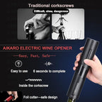 AIKARO - Electric Wine Bottle Opener Automatic Electronic Corkscrew, Battery Operated (Set)