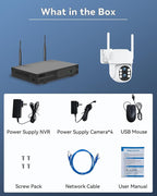 [Dual Lens WiFi6 & 10X Hybrid Zoom] Wireless Security Camera System Outdoor, Auto Tracking 2K+2K 4PCS PTZ Camera for Home Security 10CH Expandable 4K DVR CCTV Security Camera System