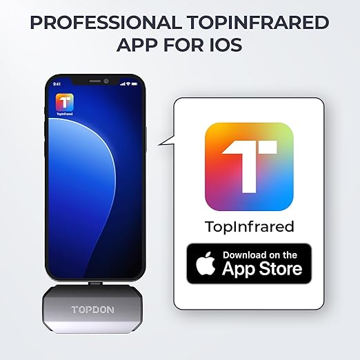 TOPDON TC002 Thermal Camera for iOS (iPhone & iPad), 512 x 384 Super Resolution, 256 x 192 IR High Resolution, Thermal Imager, Thermal Imaging Camera, -4°F~1022°F Temp Range, Support Video Recording