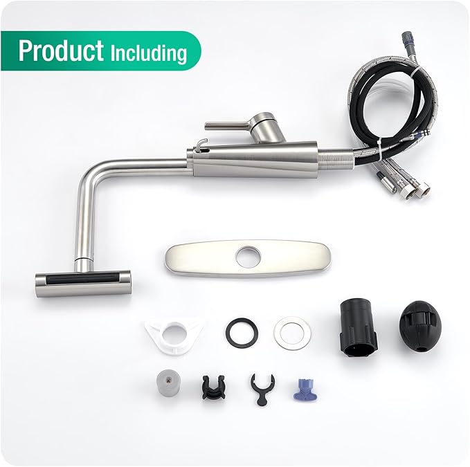 CREA Waterfall Kitchen Faucets with Soap Dispenser Built-in,4 Modes Bar Sink Faucet with Pull Down Sprayer,Single Handle 1 Hole Utility Faucet for Laundry Brushed Nickel Stainless Steel