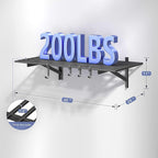 2x4ft Heavy Duty Garage Shelving, 2' x 4' Garage Wall Shelving Wall Mounted, 200LB Capacity Storage Rack with Hooks (1pack-2x4ft)