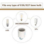 Keyless E26 Porcelain Socket,JNXQWE Ceramic Medium Base Screw Socket with Hickey IPS 1/8-27,Glazed (3-Pack,Keyless)