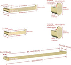 RANDOM Brushed Gold Towel Bar Set 5 Piece Bathroom Hardware Set Include 9.8/23.6 Inch Towel Holder Toilet Paper Holder and 2 Towel Hooks Stainless Steel Bathroom Accessories Kit Wall Mount