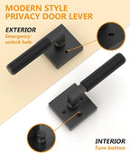 Asidrama 4 Pack Black Privacy Door Handles, Door Lever with Door Knobs Indoor for Bedroom or Bathroom, Heavy Duty Door Handles Interior with Locks for Left Right Sided Doors
