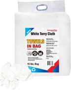 Premium White Terry Cloth Rags (10 lbs.Bag) Super Absorbent Cotton Towel Cleaning Rags for Garage, Industrial Use & Housekeeping