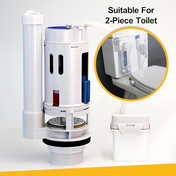 KERDE 2-Inch Automatic Toilet Flusher - Dual Flush Valve with Button, Repair Kit for 2-Piece Toilet (2F-19CM)