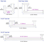 Suyar Bathroom Accessories Set Polished Chrome, SUS 304 Stainless Steel Bathroom Hardware Set 4 Pieces, Include Robe Hook, Toilet Paper Holder, Hand Towel Holder, Towel Bar, Wall Mounted