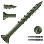 #8 x 1-5/8" Deck Screws (306Pcs) 2lb. Exterior Wood Screws. Carbon Steel, Green, Flat Head, Rust Resistant epoxy Coated, with T25 Star Bit