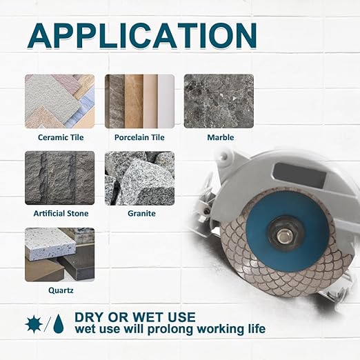 Diamond Tile Saw Blade 5" 125mm Cut Off Wheel for Cutting and Grinding Porcelain Ceramic Tile Marble Artificial Stone