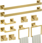 TURS 10-Piece Bathroom Hardware Accessories Set Brushed Gold Towel Bar Holder Set SUS304 Stainless Steel Towel Racks for Bathroom Wall Mounted, 23.6-Inch