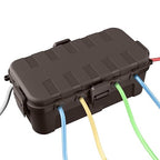 QUOBAS Outdoor Waterproof Electrical Box with 6 Cable Ports, IP54 Weatherproof Heavy-Duty Extension Cord Cover for Power Strips, Garden Power Tools, Holiday Lights, Brown