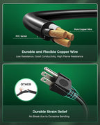 28Ft Outdoor Extension Cord, 1 to 3 Splitter Heavy Duty Weatherproof Power Cord, 16/3 SJTW, 3 Grounded Outlets Flat Plug for Patio, Garden, Halloween Displays, Christmas Lights ﻿