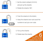 2 Pack disecu 4 Digit Combination Lock, Heavy Duty Outdoor Waterproof Padlock for School Gym Locker, Fence, Gate, Storage Unit, Toolbox (Blue)