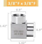90 Degree Street Elbow - 3/8" NPT Female to 3/8" NPT Female Stainless Steel 304 Heavy Duty Forged Square Barstock Street Elbow Adapter Pipe Fitting (pack of 5)