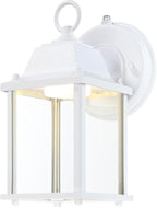 LIT-PaTH Dusk to Dawn Outdoor Wall Lantern, LED Wall Sconce, 3000K Warm White, 9.5W, 800 Lumen, Aluminum Housing Plus Glass, Outdoor Rated, 2-Pack, White