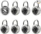 ZonRo Locks Combination Padlock, Fixed Dial Combination Padlock 8 Pack,3 Digit Code Standard Dial Combination, 2 in Wide. 3 in Height, Black Turntable, Lock for Gym & Locker, School, Toolbox