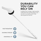 Qualihome White Toilet Tank Flush Lever Handle, Universal Front Mount with Nut Lock, Fits Most Toilets