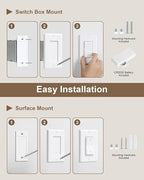 Remote Control Light Bulb Socket, Decorator Rocker Wall Switch, 200FT Range Wireless Light Switch for Pull Chain Light Fixture, E26 E27 Base, No Wiring Needed (2 Wall Switches and 1 Socket)