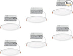 Builder Essential 5in 650 Lumens Round LED Recessed Light and Housing for Remodel or New Construction with 5-CCT 2700-3000-3500-4000-5000K in White (Pack of 6) IC-Rated