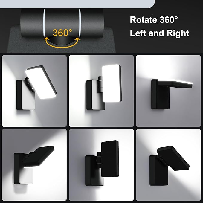 40W LED Wall Lights 3000LM Rotatable 360° Neighbor Friendly Porch Light 5000K Waterproof IP65 Outdoor Security Flood Lighting Switch Control for Garage Yard Backyard