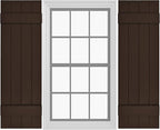 Board & Batten Vinyl Shutters (1 Pair) | 14.5"x35" (4-Board) - Coffee Bean | Exterior Window Shutters | Includes Mounting Hardware | Simple Installation | Made in USA