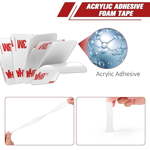 3M Double Sided Adhesive Pads Heavy Duty VHB 2" x 2" 0.025in Thick 40 PCS Square White 4930 Strong Adhesive Mounting Waterproof Foam Tape for Car Home Office Decor