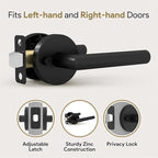 Mega Handles Ronn Privacy Door Handle - 2 Pack Reversible Interior Black Door Handle, Heavy Duty Bed & Bath Door Handles with Privacy Door Lock, Fits All Standard Doors - Matte Black