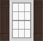 Board & Batten Vinyl Shutters (1 Pair) | 11"x47" (3-Board) - Coffee Bean | Exterior Window Shutters | Includes Mounting Hardware | Simple Installation | Made in USA