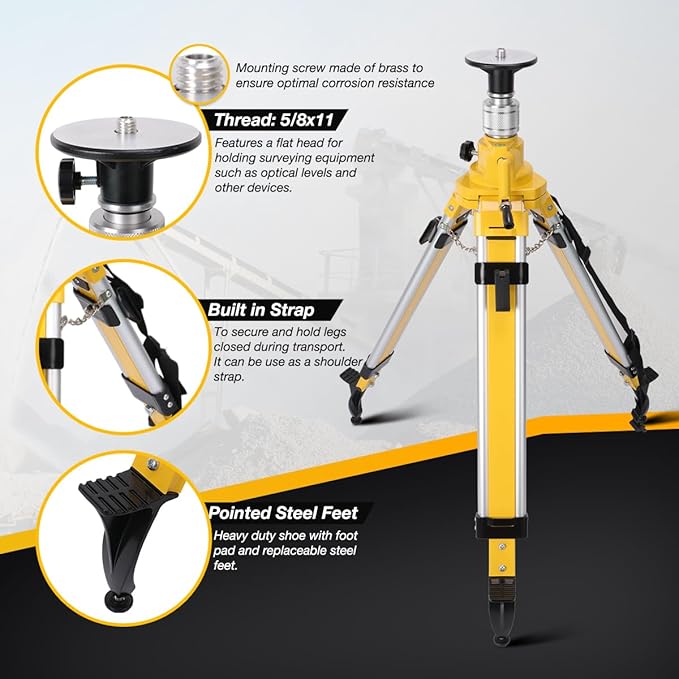 Elevator Tripod for Laser Level, 35.43-90.55 inch Height Adjustment Heavy Duty Survey Tripod, with Level Bubble & Diffusion Limiter, Liftable Non-Skid Feet for Construction