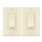 BESTTEN 2 Pack Almond Dimmer Wall Light Switch, Compatible with Dimmable LED, CFL, Incandescent and Halogen Bulb, Single Pole or 3-Way Dimmer Switches, 120VAC, Decorator Wall Plate Included,