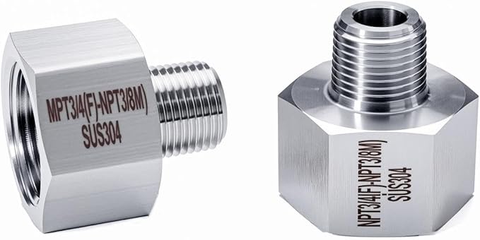 2 pieces Npt3/4 Female to Npt3/8Male Reducer,3/4-3/8Water pipe Adapter, Fabricate of 304 Stainless Steel