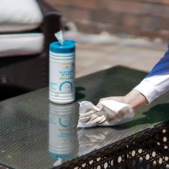 4 Pack Surface Cleaning Wipes with Bleach, All-Purpose Cleaner for Bathroom, Kitchen, Office, 300 Count Canister, 7.5" x 7" Sheet, Fresh Scent, Lint Free & Durable