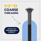 1/2 in. x 14 in. Black Carriage Bolt Kit Includes 12 Bolts, 12 Washers, and 12 Nuts, Ceramic Black Ruspert Coated for Exterior Use - 2X Rust Resistance of Galvanized by Makers Bolt