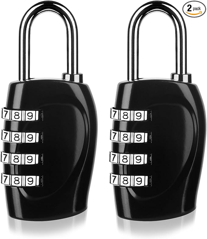 4 Digit Combination Lock Outdoor Padlock for School Gym Locker Outdoor Waterproof Padlock for School Gym Locker, Storage Unit,Garages, Sports Locker, Toolbox, Hasp Storage (2 Pack Black)