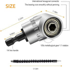 Flexible Drill Bit Extension Set, Includes 105° Right Angle Drill, Bendable Drill Extension, 3pcs 1/4 3/8 1/2" Universal Socket Adapter Set, 3pcs Drill Bit Holder, Screwdriver Bit Kit