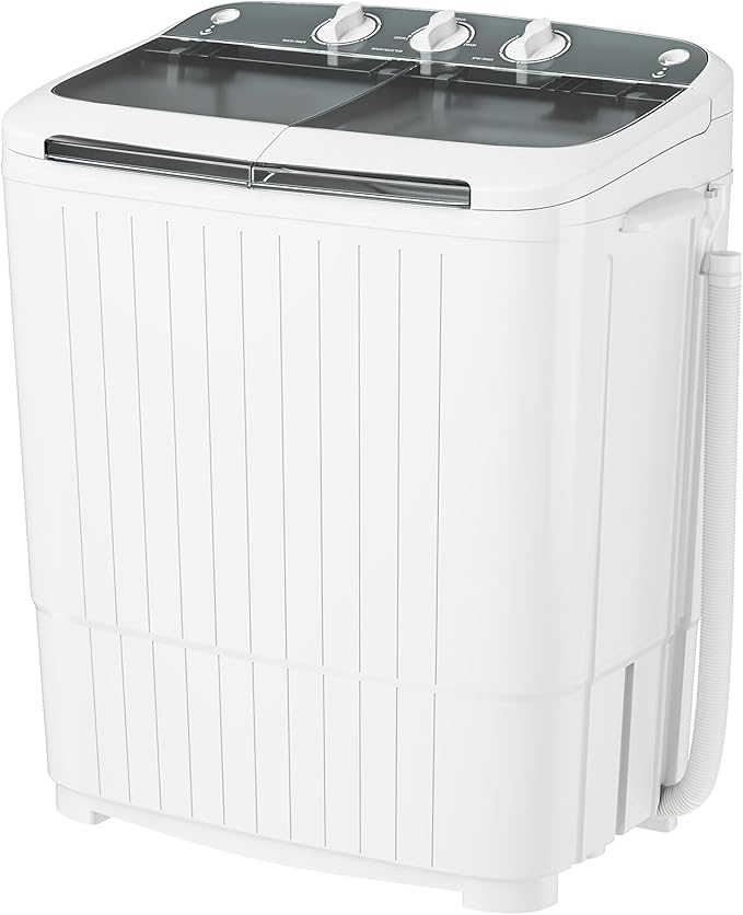 Superday Portable Washing Machine, 2 In 1 Mini Compact Twin Tub Washing Machine Laundry Compact Washer spinner Combo with 16lbs capacity, Portable Washer Dryer Combo for Home/Apartment/Dorms/RV(Grey)