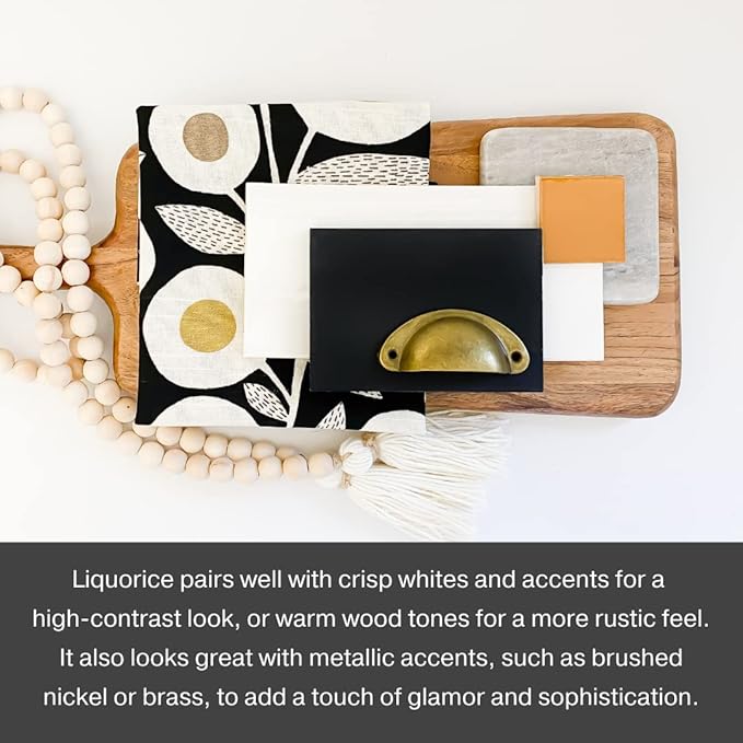 Country Chic All-in-One Chalk Paint for Furniture, Cabinets, Home Decor, Eco-Friendly, Matte Finish, Built-In Primer & Top Coat for Wood, Metal - Liquorice (Black) - Quart 32 oz (950 ml)