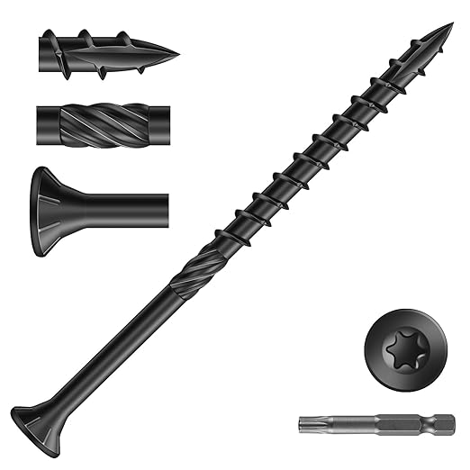 #10 x 2-1/2" Deck Screws (71Pcs) 1lb. Carbon Steel, Black, Flat Head, Rust Resistant epoxy Coated, with T25 Star Bit