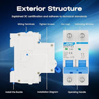 AC Miniature Circuit Breaker, 120V/240V 2 Pole 40 Amp DIN Rail Mount Circuit Breaker, MCB C40 Solar AC Disconnect Switch,Thermal Magnetic Trip