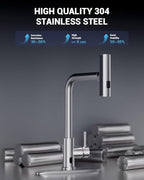 APPASO Touchless Kitchen Faucet with Pull Down Sprayer, Waterfall Motion Sensor Kitchen Sink Faucet Touchless, Brushed Nickel Stainless Steel Single Handle Hands-Free Sink Faucet